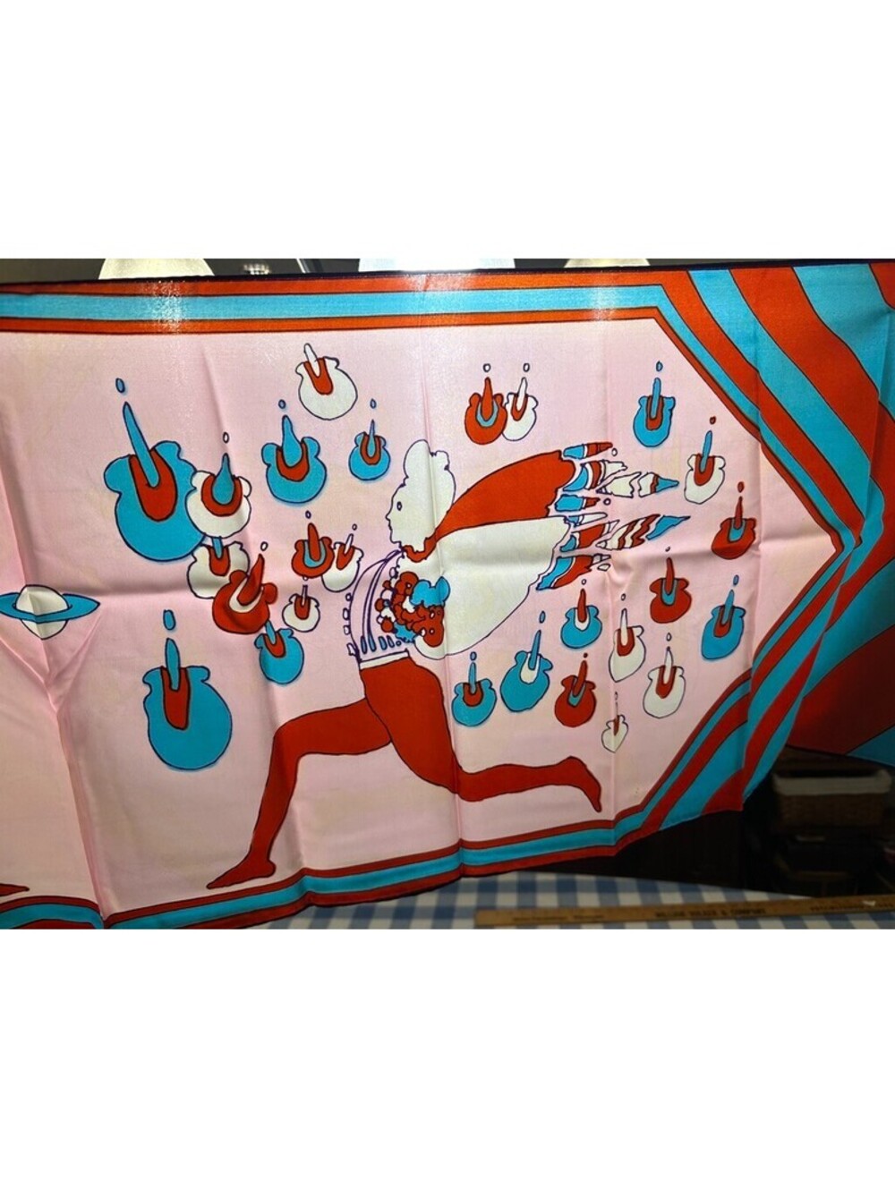 PETER MAX Vintage Graphic Psychedelic 70s Silk Scarf LONG 14.5"x 64" appx Oblong - Picture 16 of 16